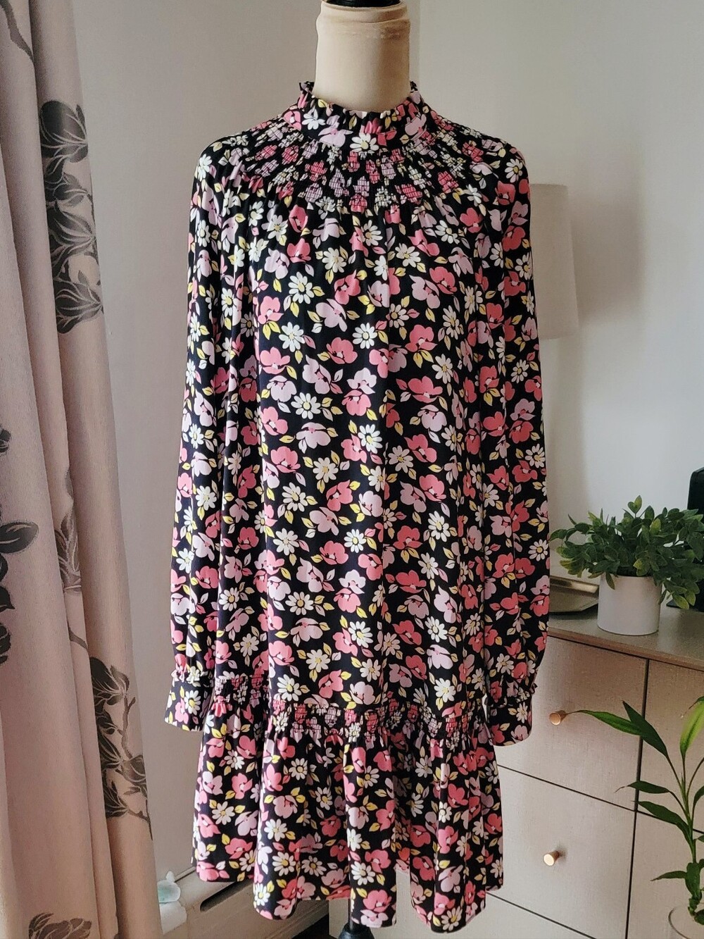 KATE SPADE Blazer Blue NWT Road Trip Floral Smocked Shift Dress - Size M